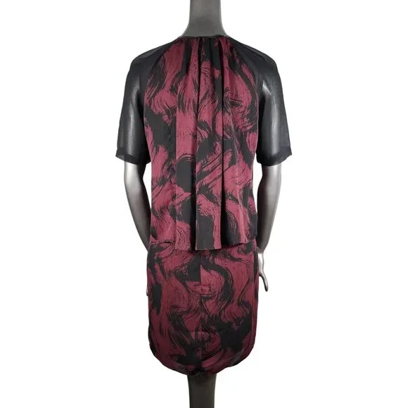 Reiss Purple Black Sheer Beaded Dress 0 NWOT